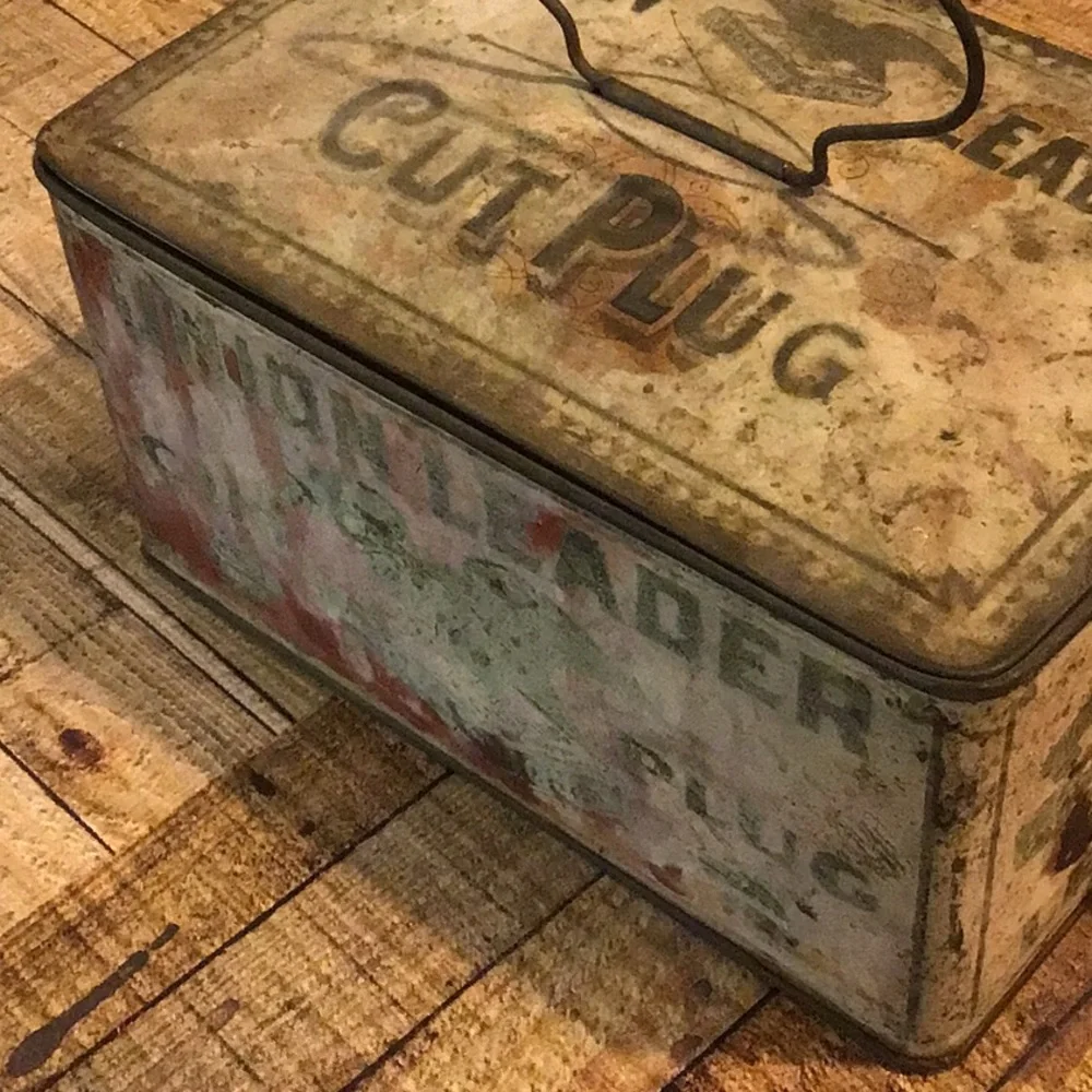 Union Leader cut plug chewing tobacco vintage tin Tobacciana - Picture 6 of 9